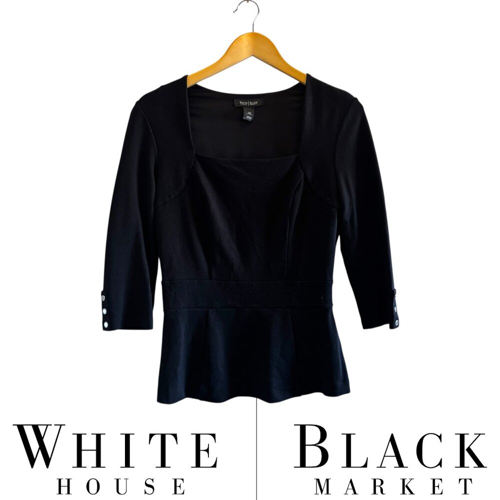 White House Black Market Knit Peplum Half Sleeve Top Workwear